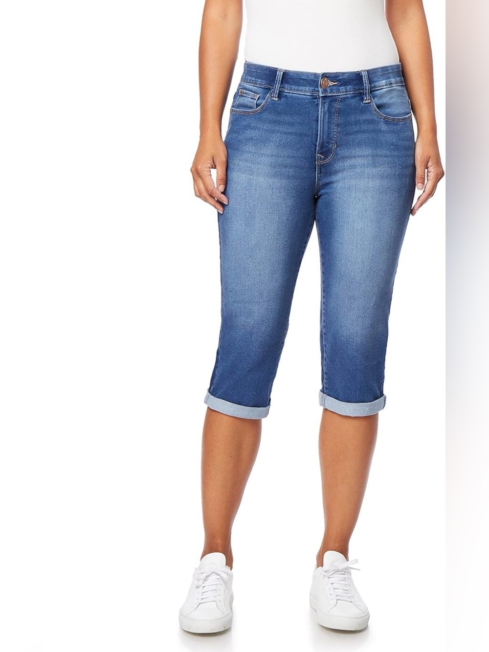Angels Forever Young 17” capri for women figure enhancing stretch denim